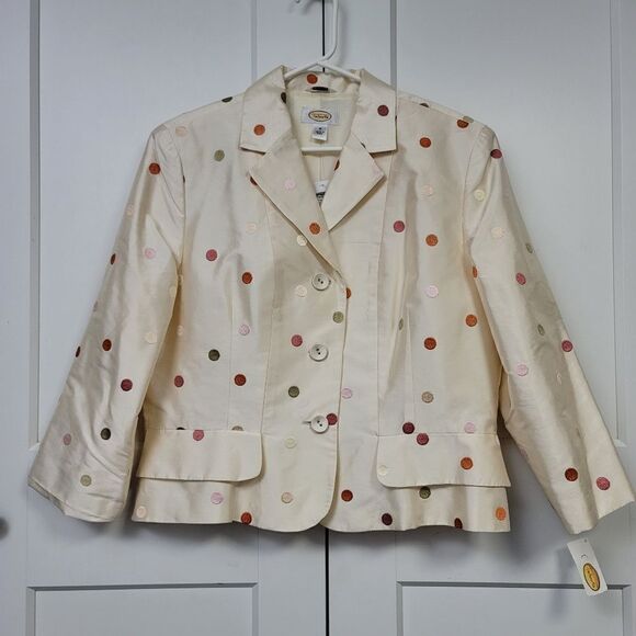 Talbots 100% silk jacket and skirt polka dot set, 16 - Picture 7 of 12